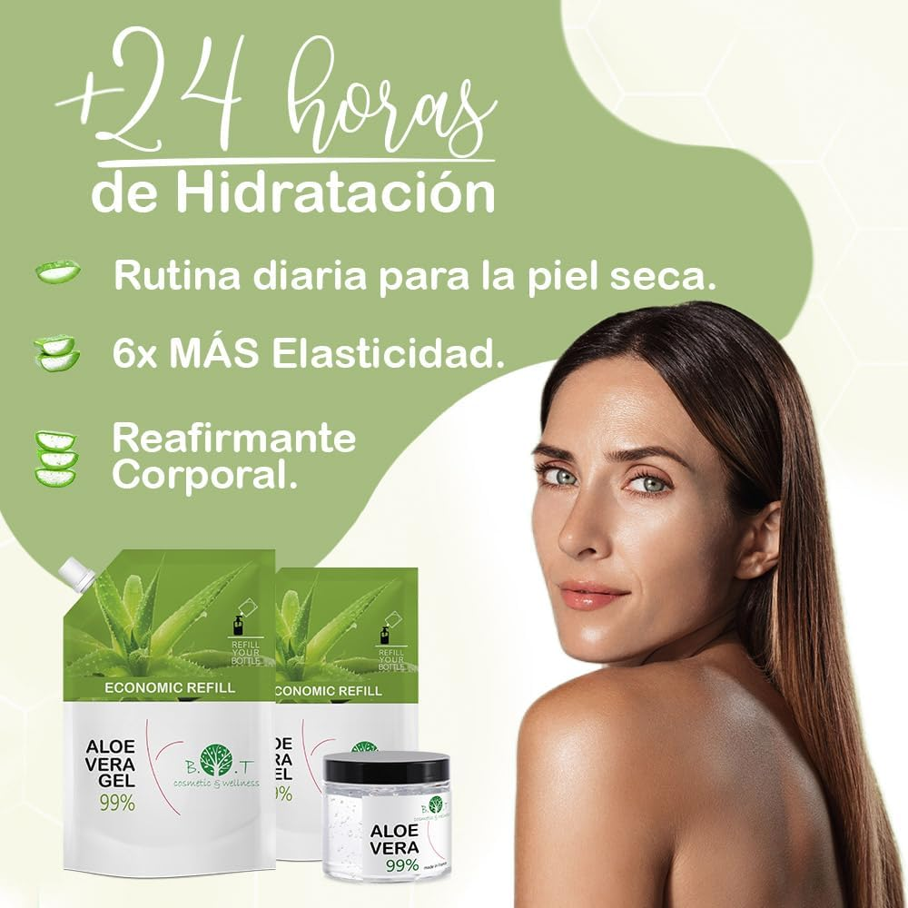 Aloe Vera Puro Gel 100% Natural, Gel Hidratante Piel Y Cabello - Imagen 2