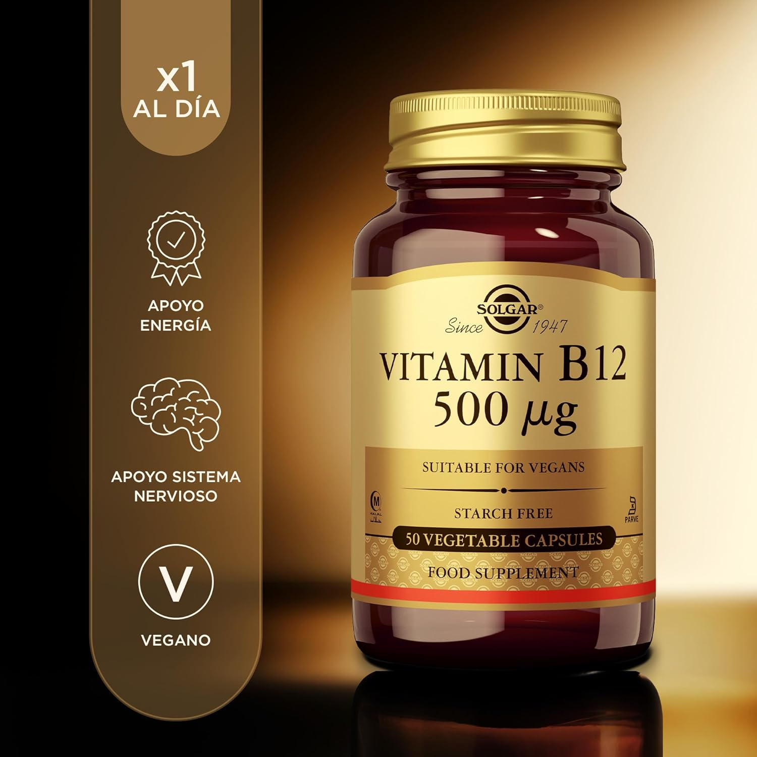 Solgar Vitamina B12 500 Μg Cápsulas Vegetales - 50 Cápsulas - Imagen 2