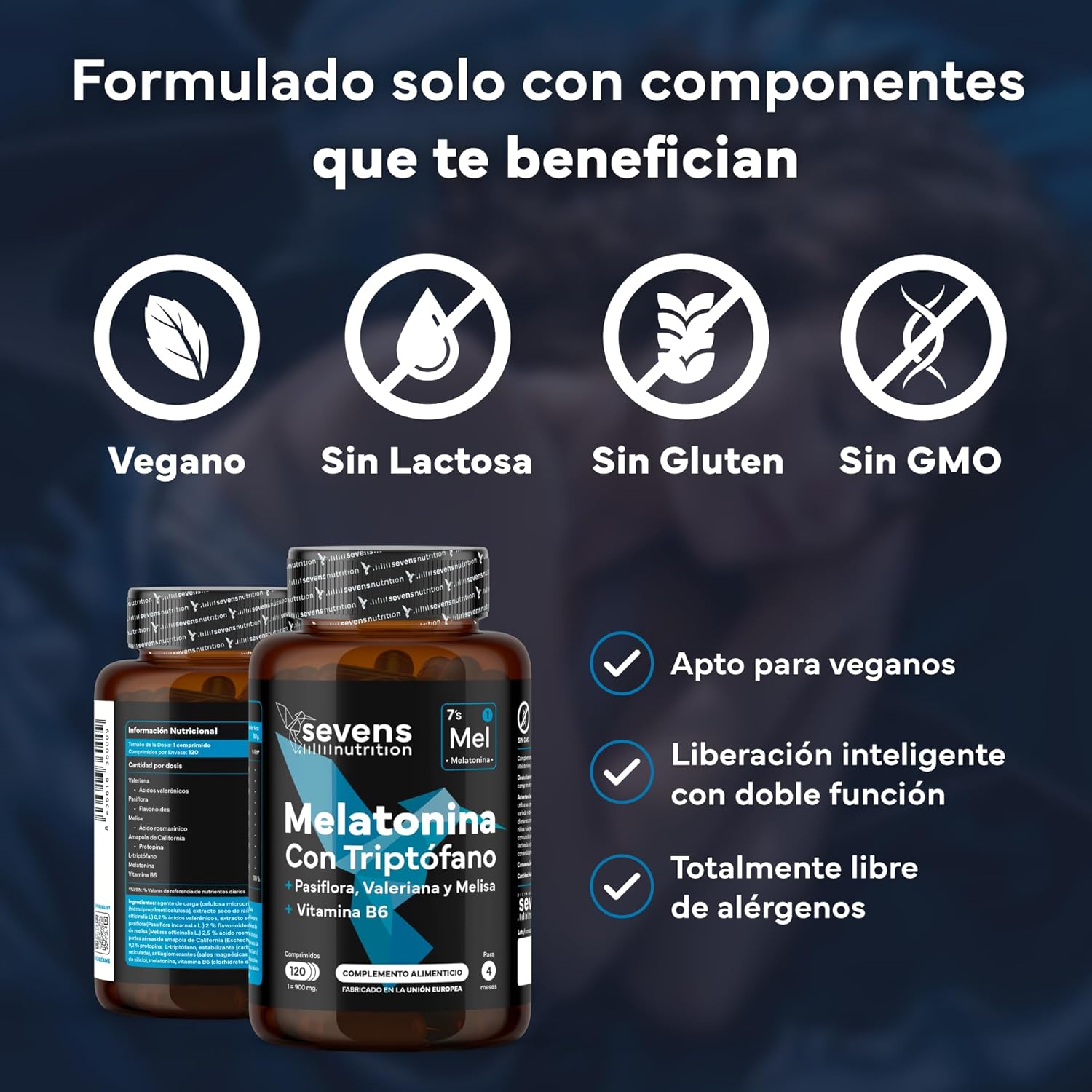 Melatonina Pura Con Triptófano - Pastillas Para Dormir -– 120 Cápsulas - Imagen 4