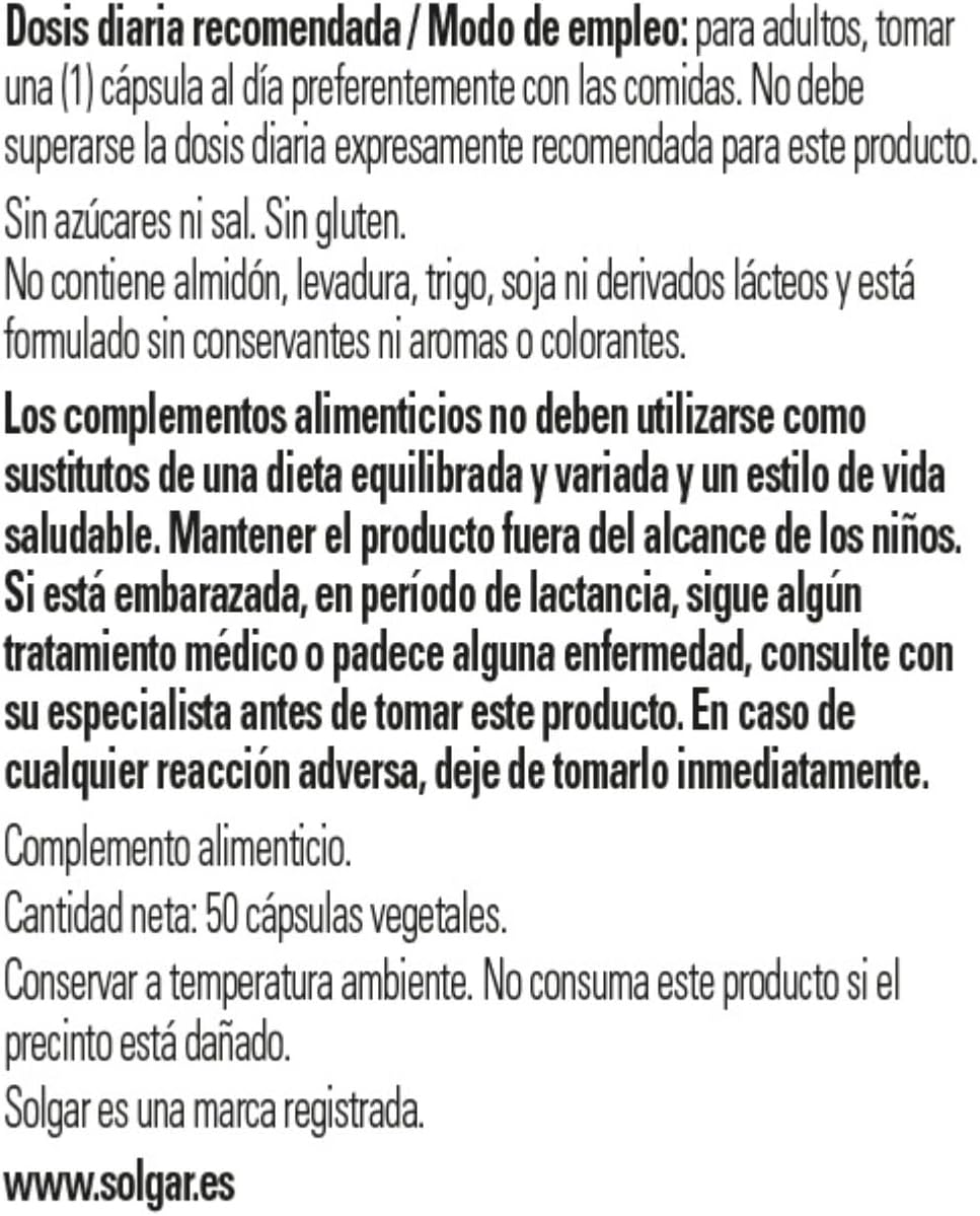 Solgar Vitamina B12 500 Μg Cápsulas Vegetales - 50 Cápsulas - Imagen 5